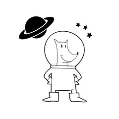 Design of funny astronaut dog draw