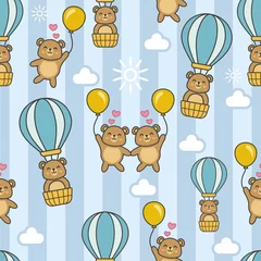 Velvet curtains Animals with balloon Bear Go To Sky