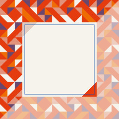Square frame in red and blue colors, abstract geometric background pattern