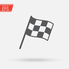 Checkered racing flag icon. Starting flag auto and moto racing. Sport car competition victory sign. Finishing winner rally illustration. Chequered racing flag on flagstaff. Black and white flag.