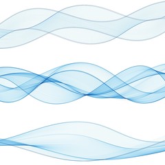 set Abstract vector waves. color lines. blue color. eps 10