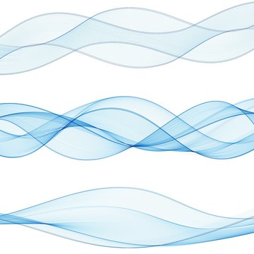 set Abstract vector waves. color lines. blue color. eps 10 © Kateryna