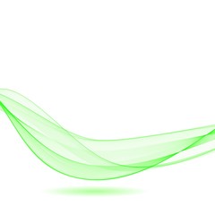 Fototapeta na wymiar Abstract vector wave with shadow. Green curved lines. eps 10