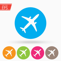 Fototapeta premium Airplane flight tickets air fly travel takeoff silhouette element. Plane symbol. Travel icon. Flat design. Transportation, flight, travel, fly concept. Airport Sign Isolated on white background.