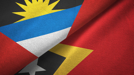 Antigua and Barbuda and Timor-Leste East Timor two flags textile cloth