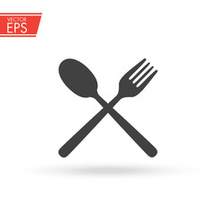 Fork and spoon in black simple silhouette style icons vector illustration for design and web isolated on white background. Fork and spoon vector object for labels and logo.
