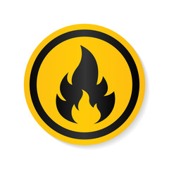 Fire Warning Dangerous flame attention icon icon. Flammable danger symbol, filled flat sign, solid pictogram, isolated on white. Exclamation mark triangle symbol, logo. Attracting security first sign.