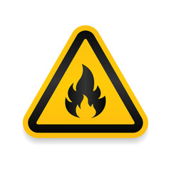 Fire Warning Dangerous flame attention icon icon. Flammable danger symbol, filled flat sign, solid pictogram, isolated on white. Exclamation mark triangle symbol, logo. Attracting security first sign.