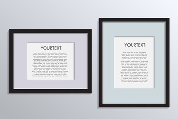 3D picture frame design vector for A4 image or text. Colour realistic square empty picture frame on transparent background. Blank white picture frame mockup template isolated on neutral background.