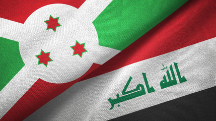Burundi and Iraq two flags textile cloth