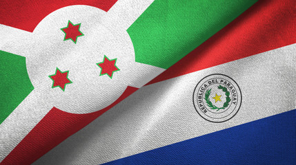 Burundi and Paraguay two flags textile cloth, fabric texture