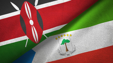 Kenya and Equatorial Guinea two flags textile cloth, fabric texture