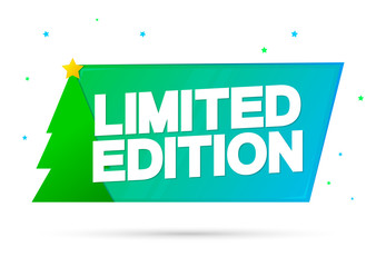 Fototapeta premium Limited Edition, Christmas tag design template, Xmas promo banner, vector illustration