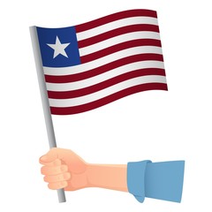 Liberia flag in hand