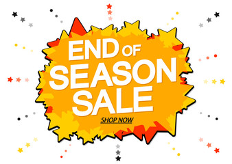 End of Season Sale, promotion banner design template, discount tag, vector illustration