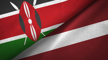 Kenya and Latvia two flags textile cloth, fabric texture