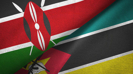 Kenya and Mozambique two flags textile cloth, fabric texture