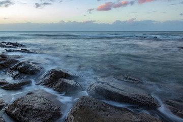 Waves breaking on the rocks