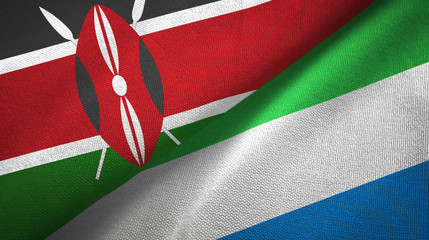 Kenya and Sierra Leone two flags textile cloth, fabric texture