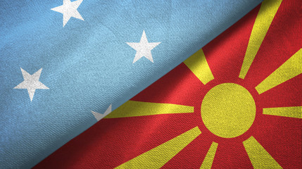 Micronesia and Macedonia two flags textile cloth, fabric texture