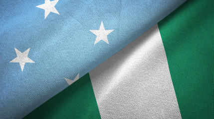 Micronesia and Nigeria two flags textile cloth, fabric texture