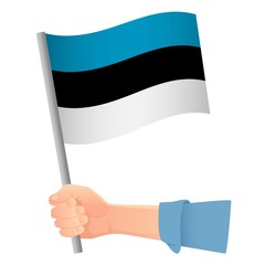 Estonia flag in hand