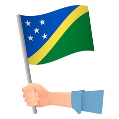 Solomon Islands flag in hand