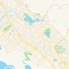Empty vector map of Fremont, California, USA