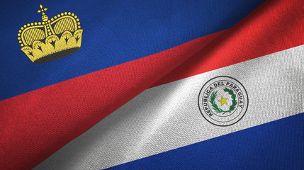 Liechtenstein and Paraguay two flags textile cloth, fabric texture