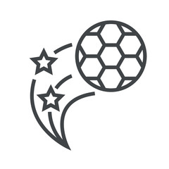 Line icon flying soccer ball
