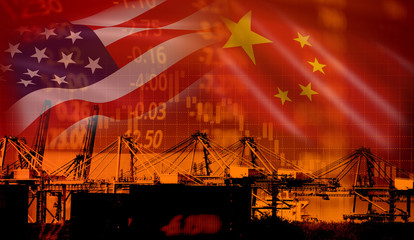 USA and China trade war economy conflict tax business finance money / United States raised taxes on...