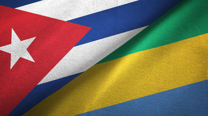 Cuba and Gabon two flags textile cloth, fabric texture