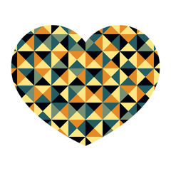 Naklejka na ściany i meble Heart with a color pattern of triangles. Heart with geometric pattern. Vector illustration.