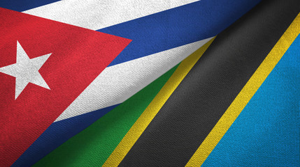 Cuba and Tanzania two flags textile cloth, fabric texture