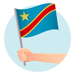 Democratic Republic of the Congo flag in hand