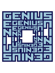 muster genius logo viereck genie schlau wissenschaftler intelligent denker schulabschluss abitur student einstein clever idee einfallsreich gescheit klug gewitzt pfiffig raffiniert design