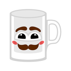 Isolated happy coffee cup with a mustache - Vector