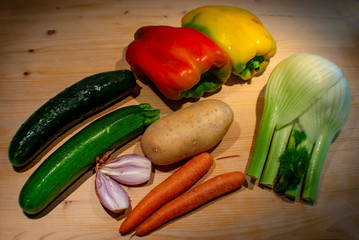 Vegetables on the wooden table