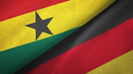 Ghana and Germany two flags textile cloth, fabric texture