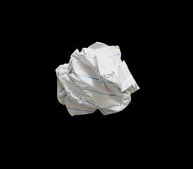 crumpled paper ball on black background