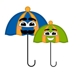 Pair of happy umbrellas with a smile - Vector