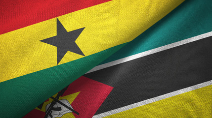 Ghana and Mozambique two flags textile cloth, fabric texture