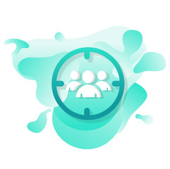 Focus group icon flat with fluid shapes background vector design.