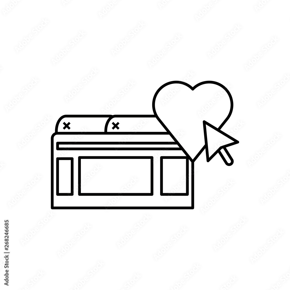 Poster webpage template with heart and arrow mouse