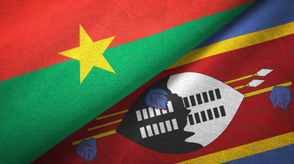 Burkina Faso and Eswatini Swaziland two flags textile cloth