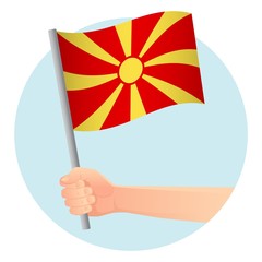 Macedonia flag in hand