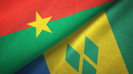 Burkina Faso and Saint Vincent and the Grenadines two flags textile cloth