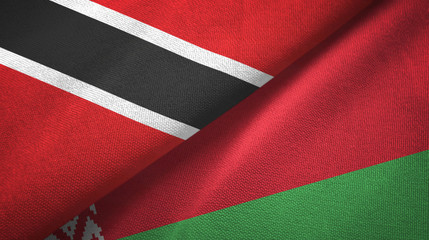 Trinidad and Tobago and Belarus two flags textile cloth, fabric texture 