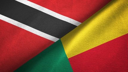 Trinidad and Tobago and Benin two flags textile cloth, fabric texture 
