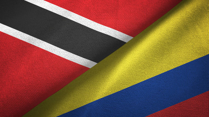 Trinidad and Tobago and Colombia two flags textile cloth, fabric texture